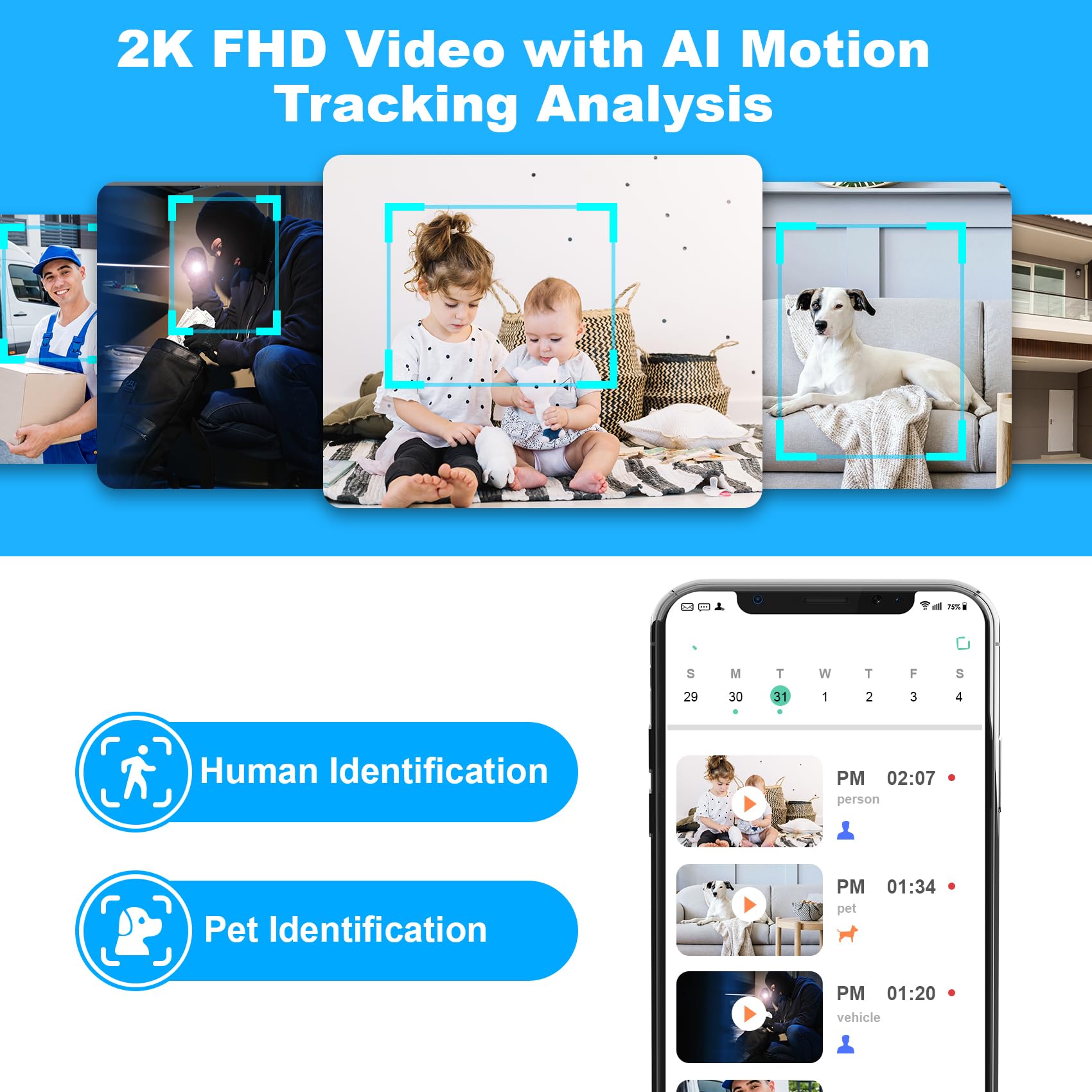 Cloarks 2K pan-tilt camera pet monitor enables real-time audio alerts.