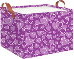 CLOCOR rectangular storage basket in purple heart pattern front view for organized spaces