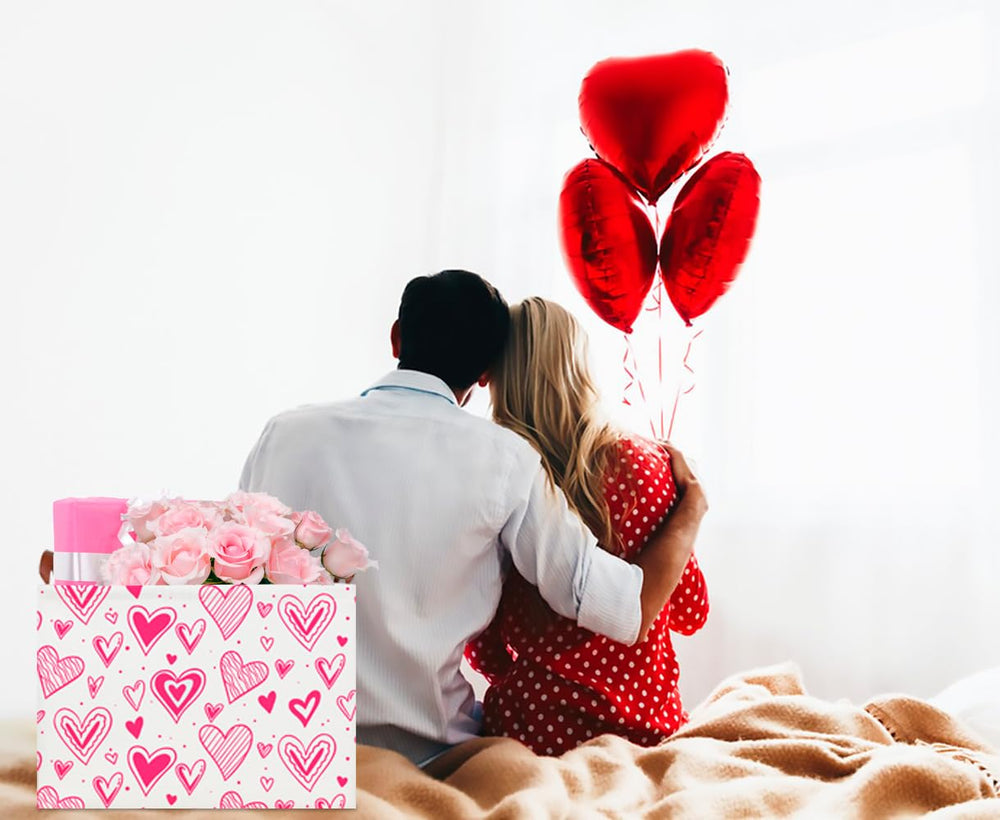 CLOCOR valentine gift-basket adds a charming accent with sturdy handles