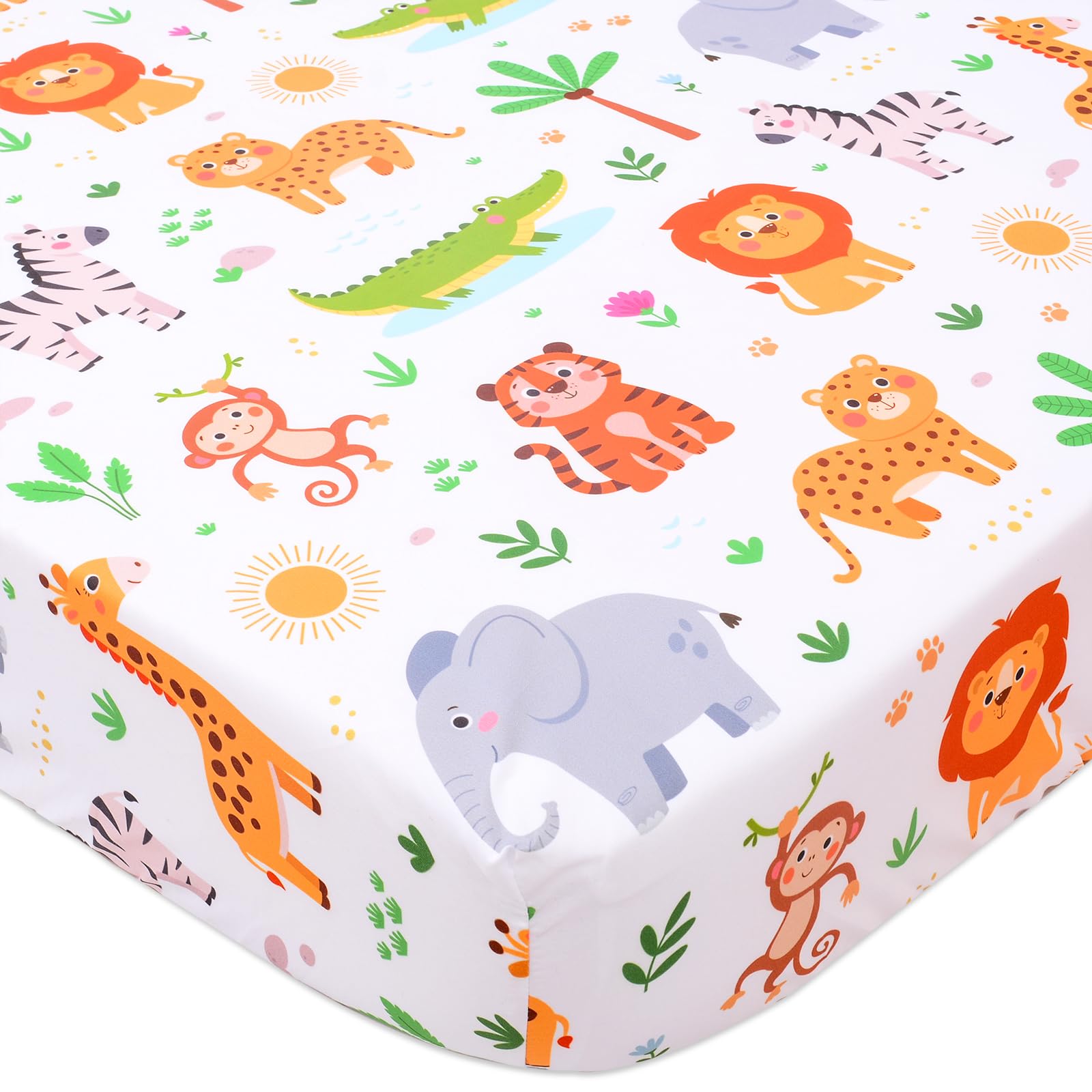 Cloele animal fitted crib sheet with jungle pattern for a cozy crib.