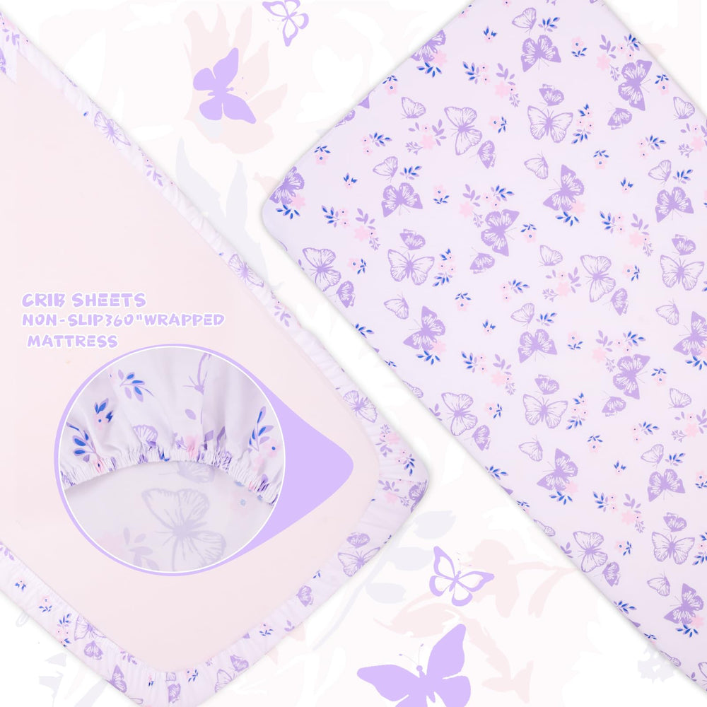 Cloele butterfly print design coordinating with girls' nursery theme