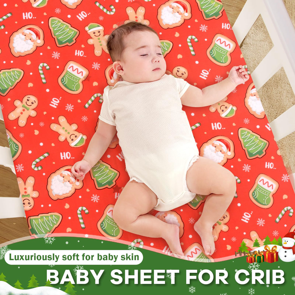 Cloele Christmas fitted sheet for crib provides snug fit and easy care.