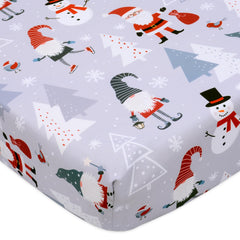 Cloele Christmas square playard sheet demonstrates a perfect 36x36 fit for secure positioning