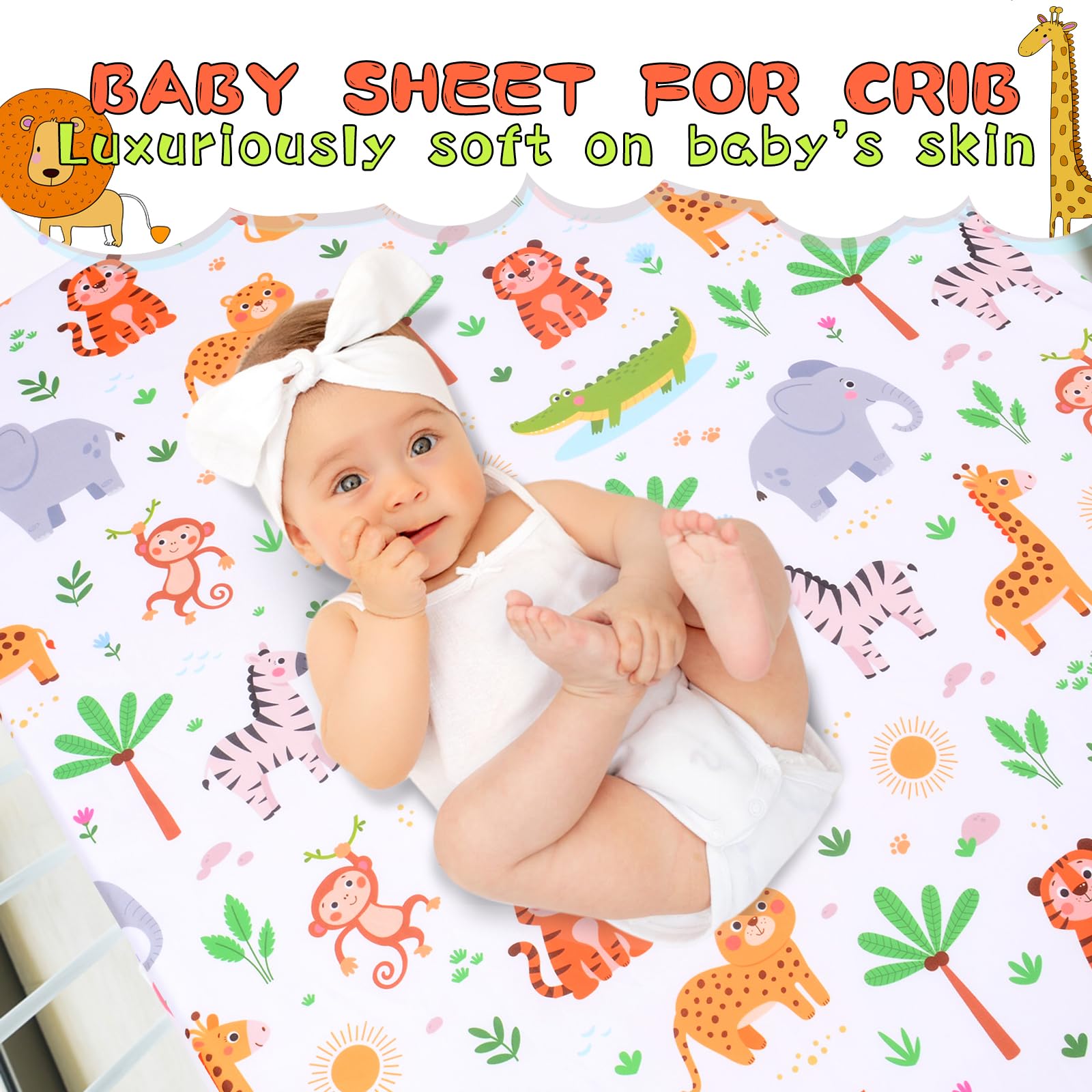 Cloele crib sheet with elastic secure-fit to prevent slipping.