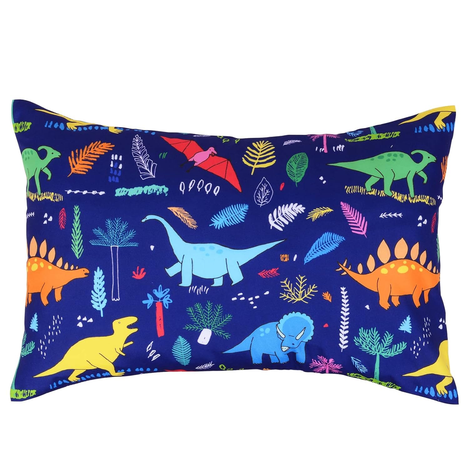 Cloele Dinodaur pillowcase in navy with soft, breathable fabric for toddler comfort