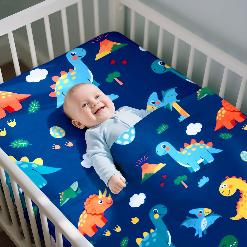 Cloele Dinosaur crib comforter delivers cozy warmth for nap time.