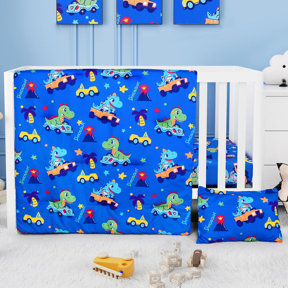 Cloele dinosaur crib sheet 52x28 fits standard cribs for secure, comfortable sleep.