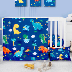 Cloele Dinosaur crib sheet provides secure fit for standard cribs.