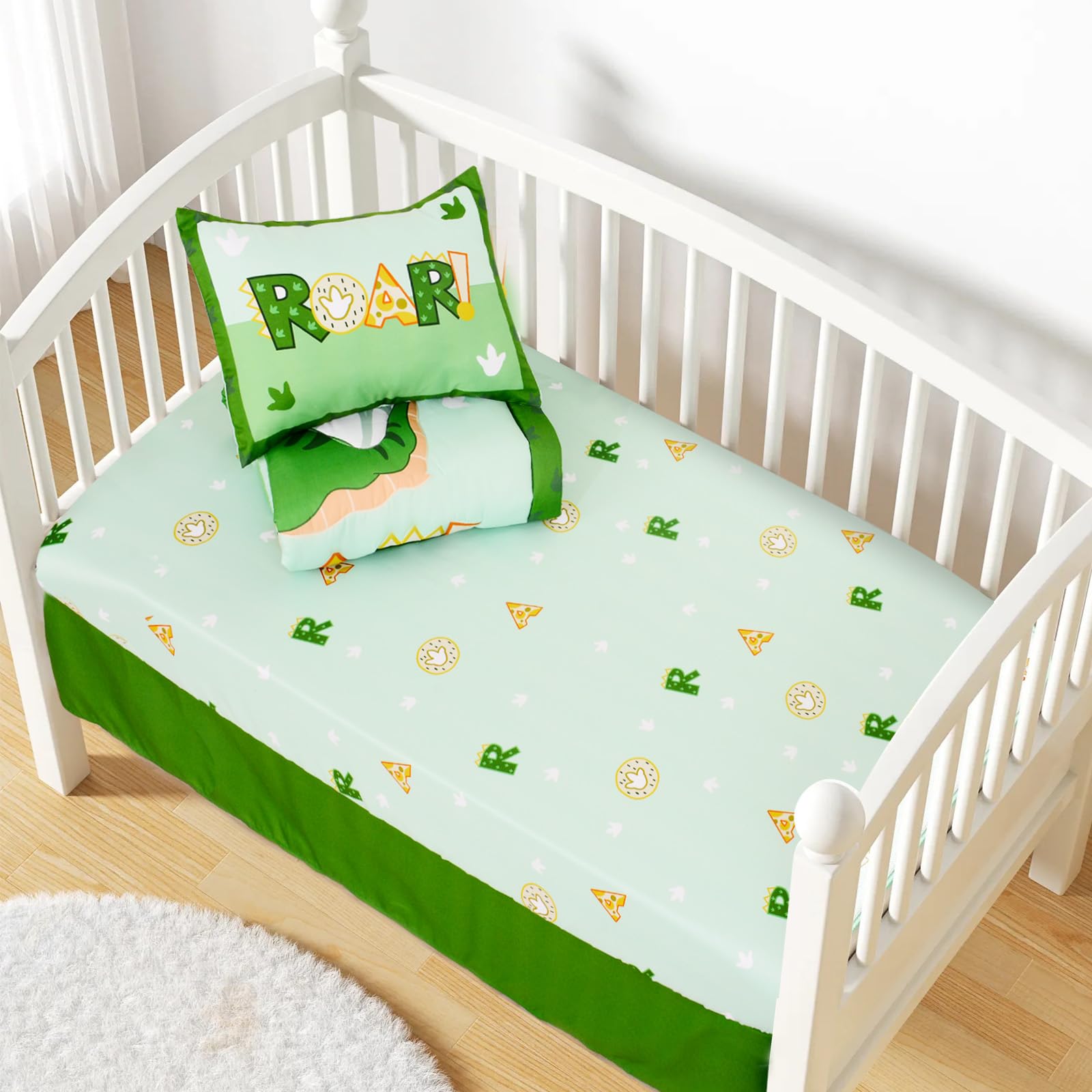 Cloele crib skirt keeps bedding neatly in place on standard cribs