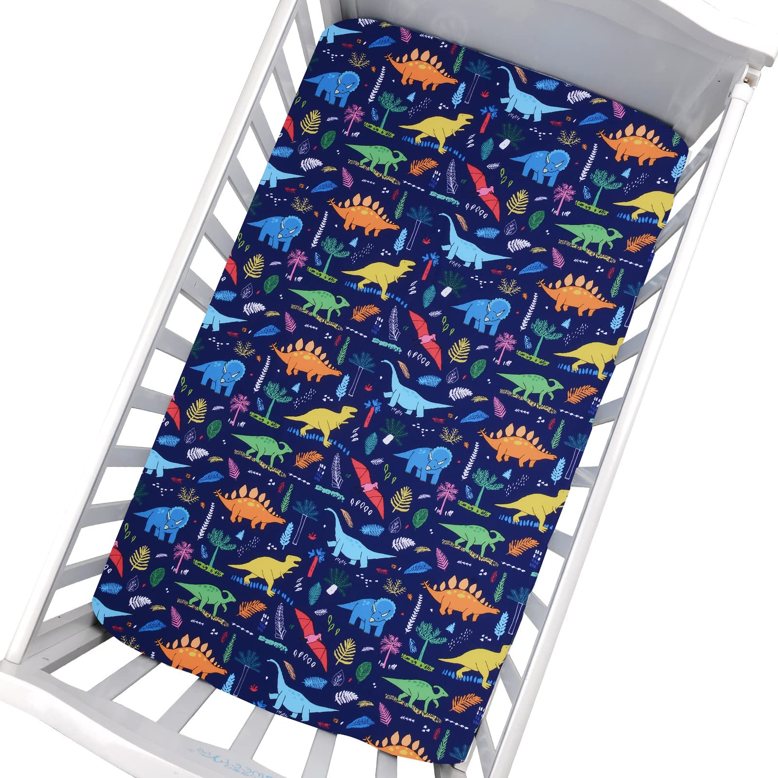 Cloele dinosaur fabric closeup shows soft, breathable polyester.