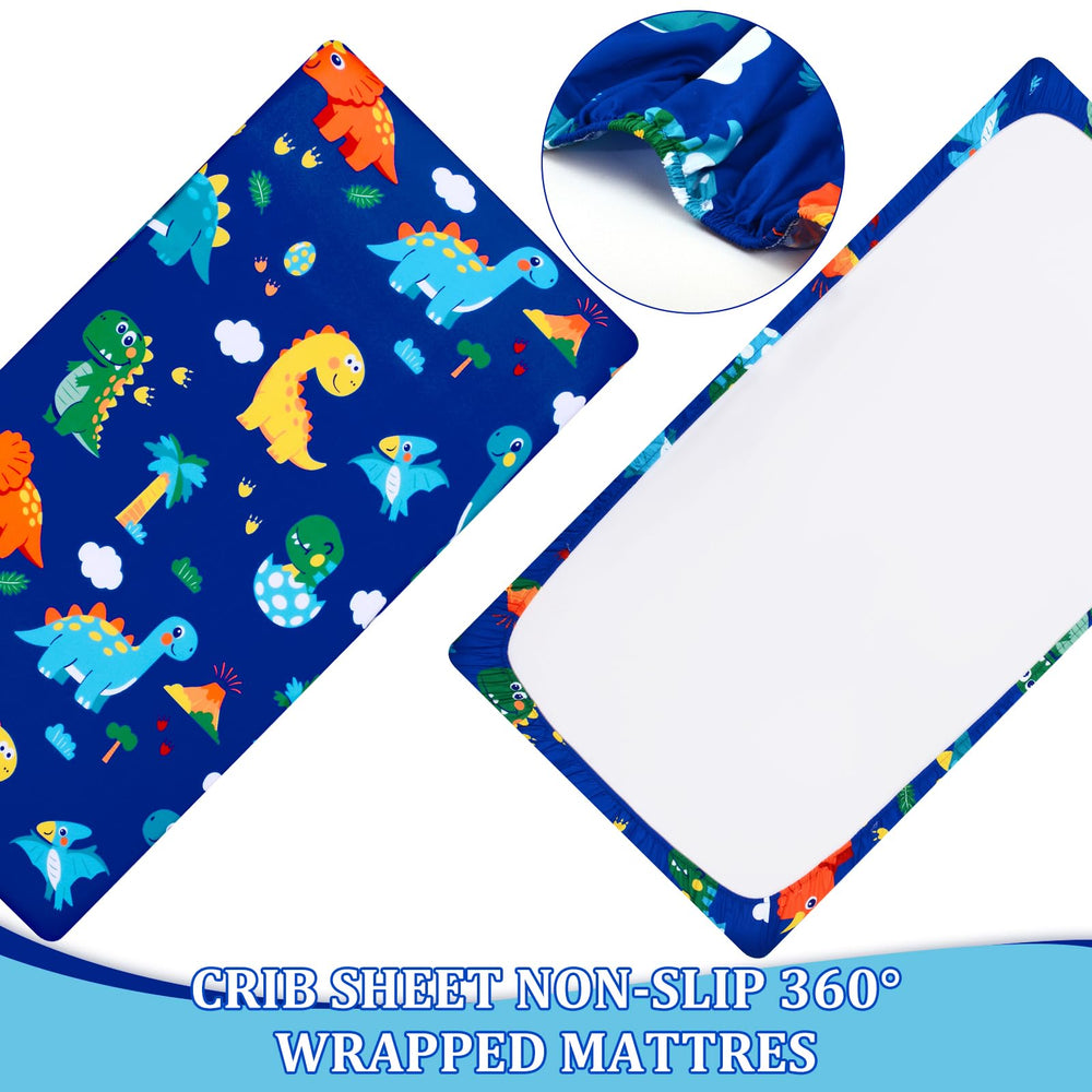 Cloele Nursery decor-friendly Dinosaur bedding brightens a kid's room.