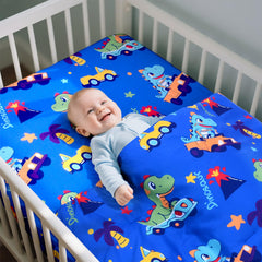 Cloele dinosaur pattern bedding encourages imaginative play and calm bedtime routines.