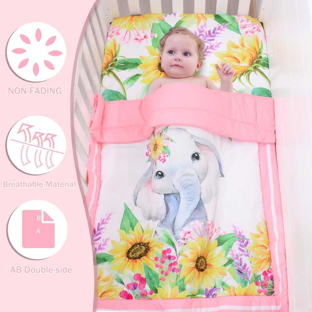 Cloele crib skirt with pink accents for standard cribs