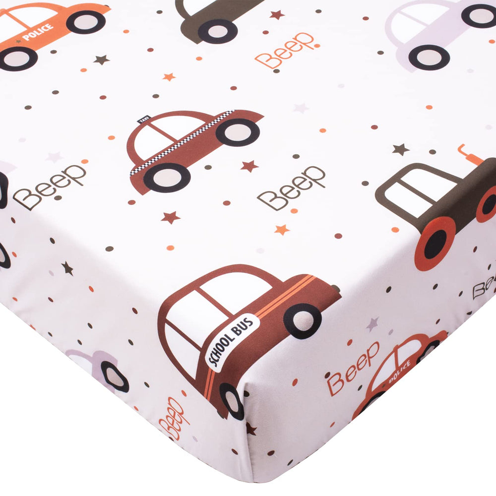 Cloele fitted crib sheet with car pattern on mattress for playful nursery decor