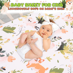Cloele green leaves nursery sheet offers a fresh, breathable surface for infants.