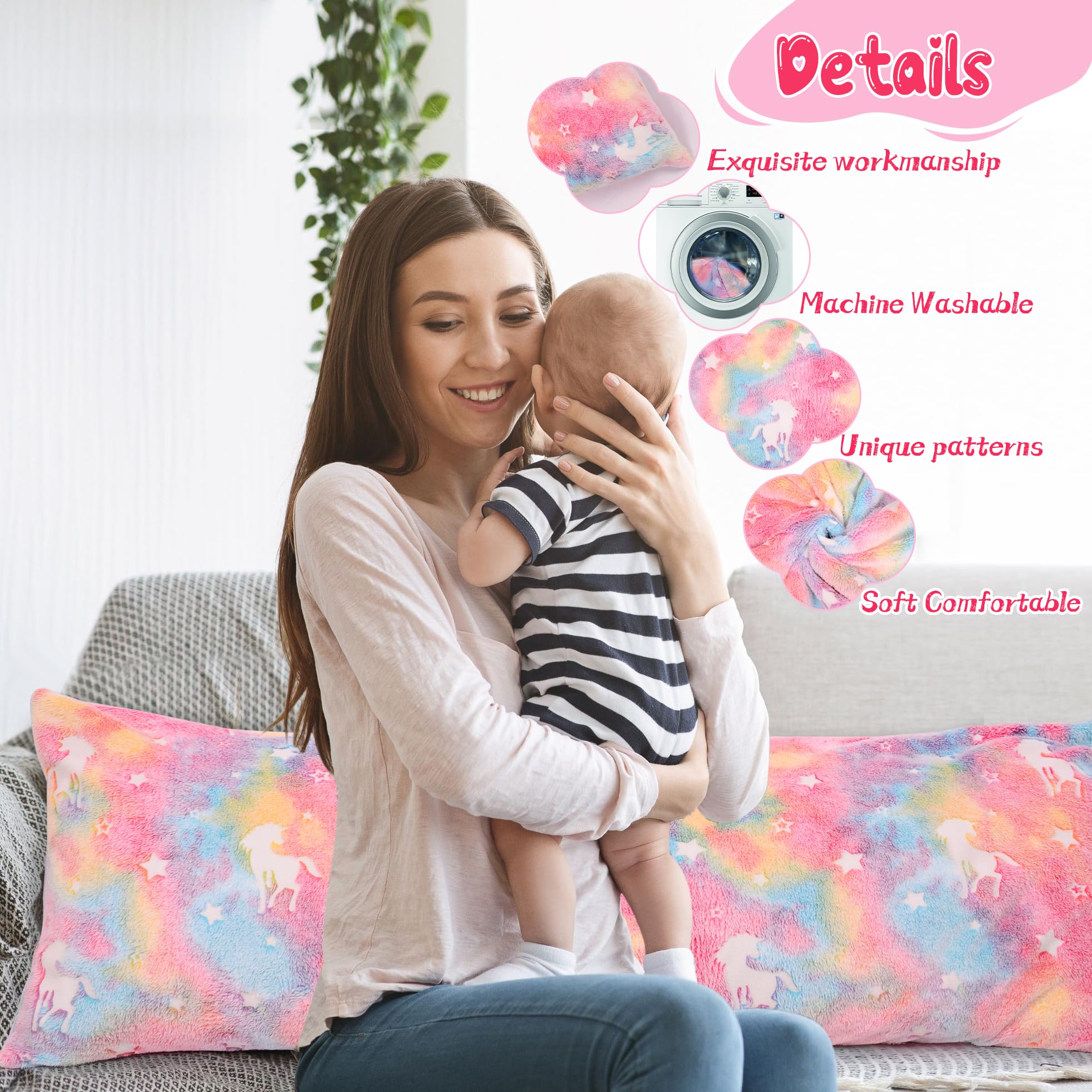 Cloele kids pillow cover decorates nighttime with playful unicorns