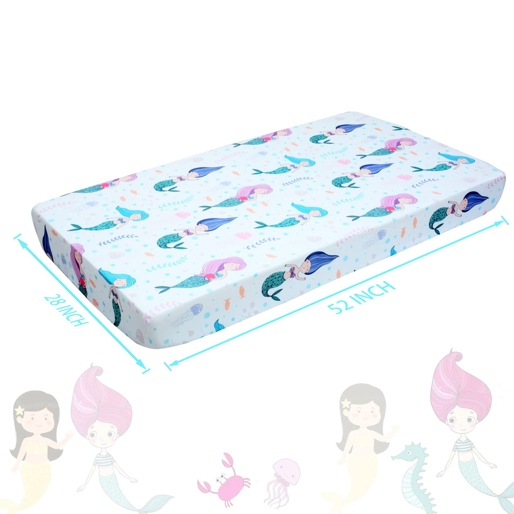 Gift-ready Cloele Mermaids crib sheet in charming packaging.