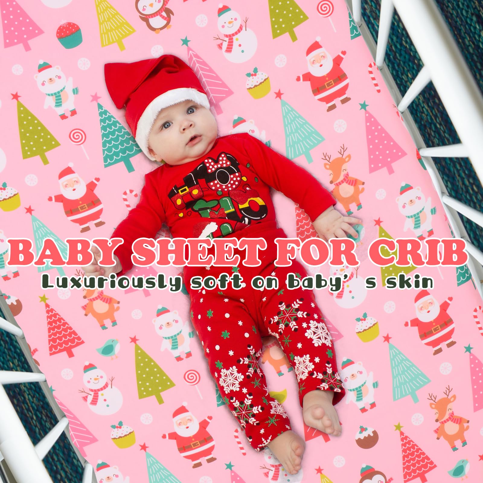 Cloele pink animal nursery sheet features soft, breathable fabric for cozy sleep.