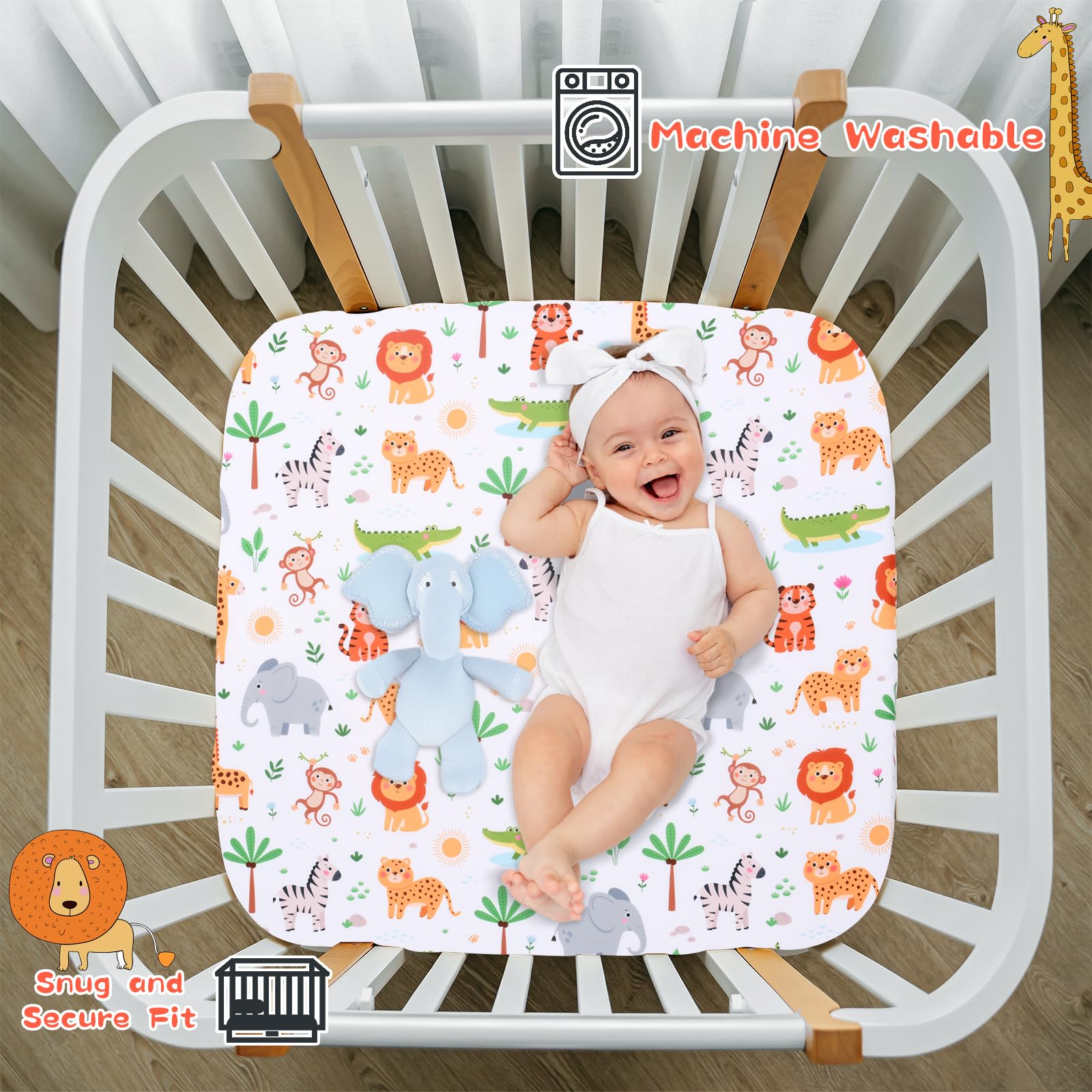 Cloele square playard sheet 36-by-36-by-5 secures a snug, non-slip fit.