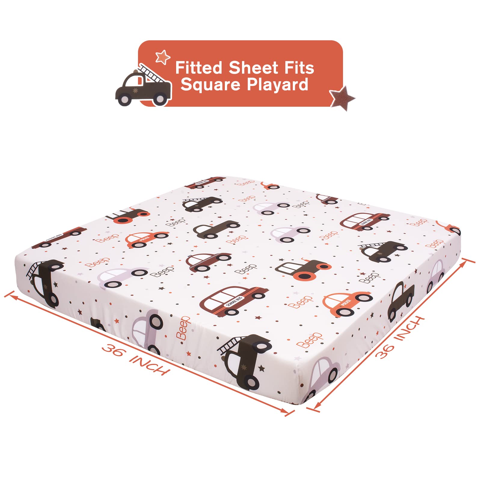 Cloele square playard sheet with 360-degree wrap for non-slip use