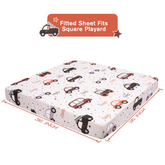 Cloele square playard sheet with 360-degree wrap for non-slip use