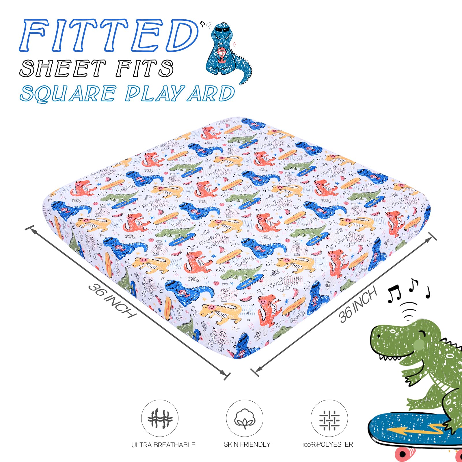 Cloele Square Playard Sheet is easy to wash and color stays bright.
