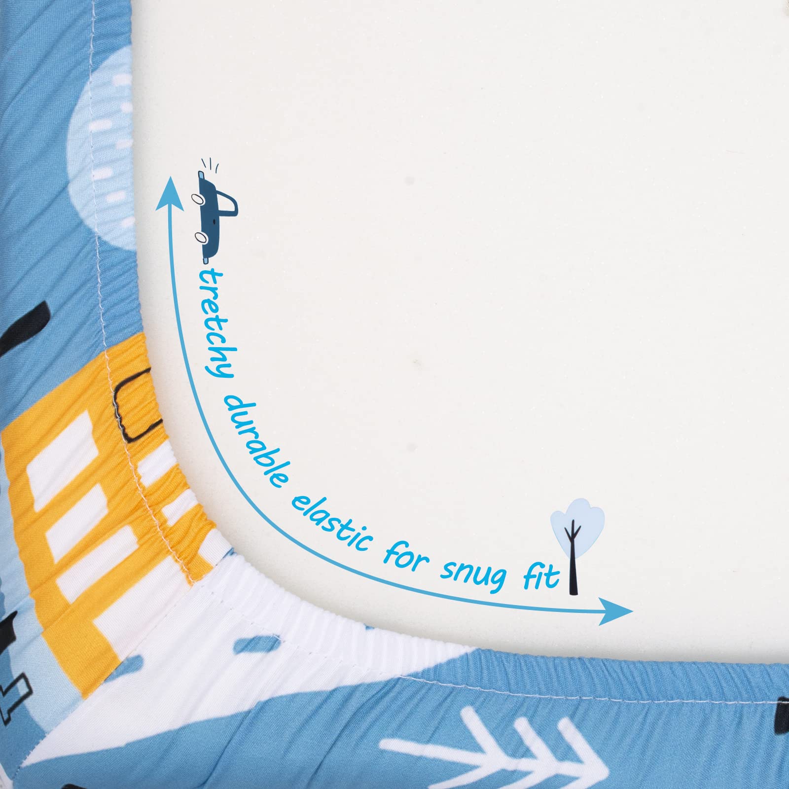 Cloele square playard sheet is easy to clean and resists shrinking