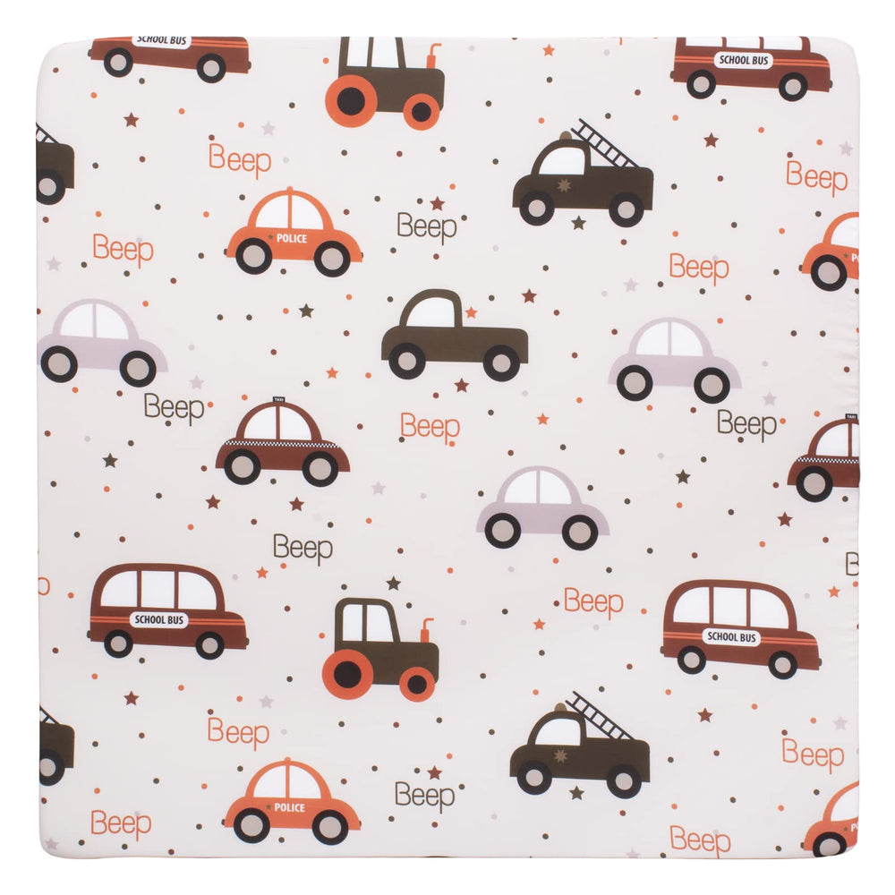 Cloele square playard sheet features vibrant print for a cozy space