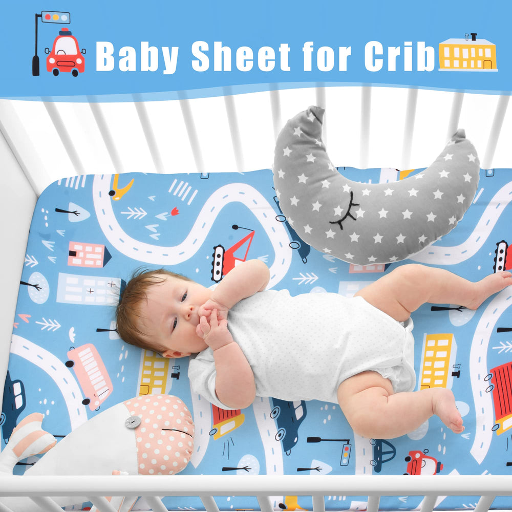Cloele standard crib mattress sheet with 52 by 28 by 5 inches fits snugly.