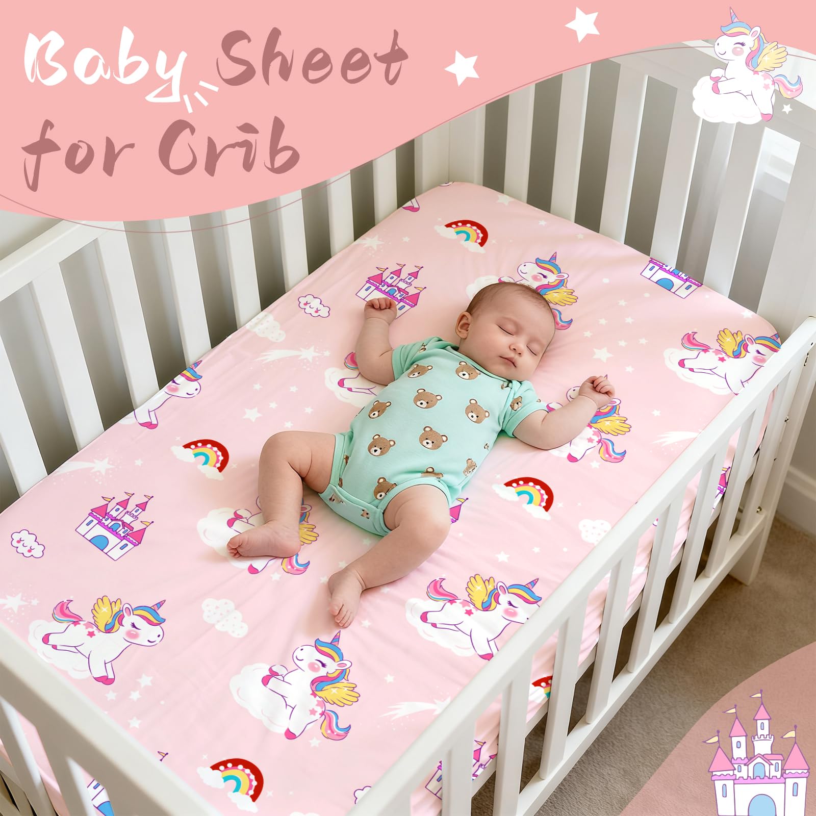 Cloele Unicorns sheet transitions from crib to toddler bed with ease