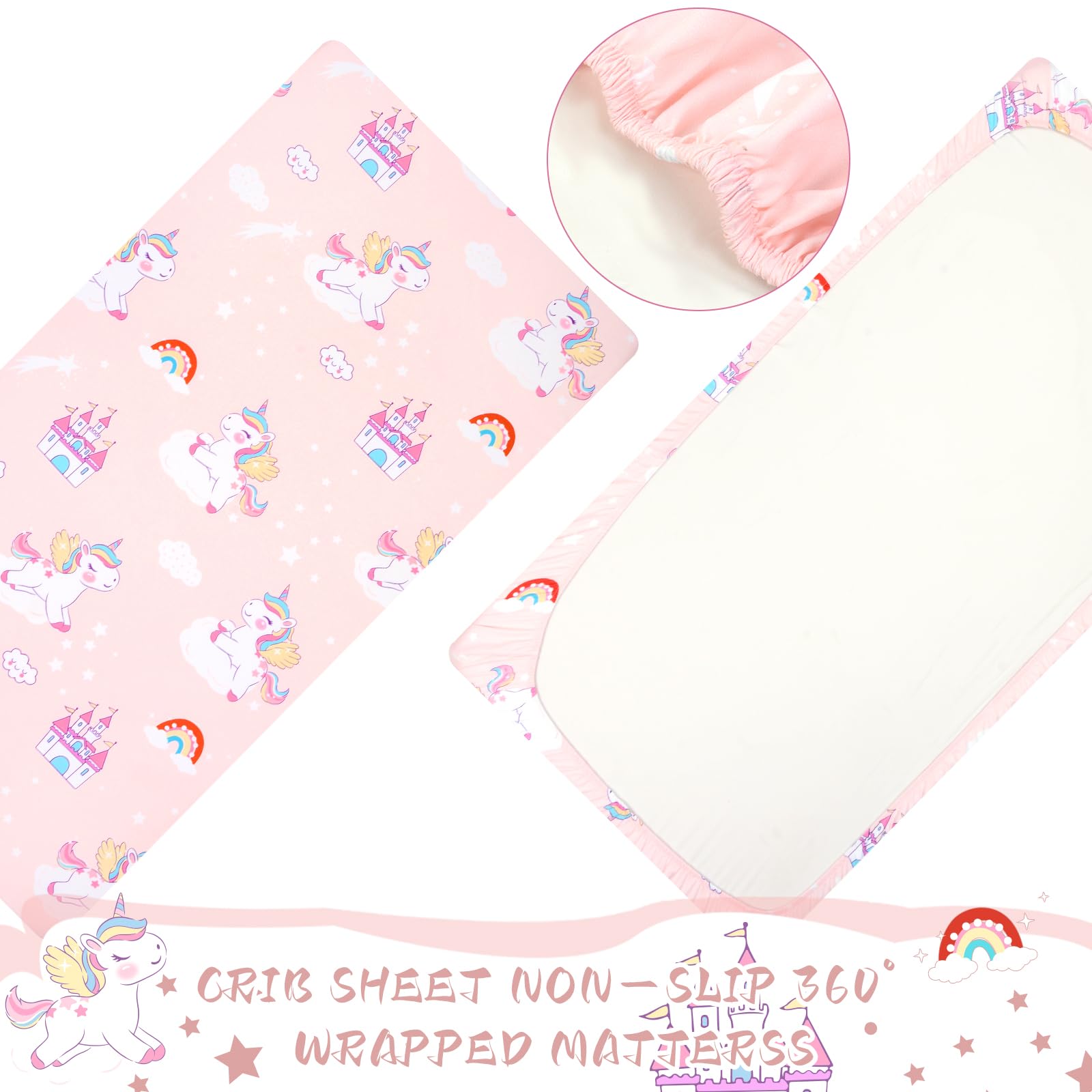 Cloele baby girls crib sheet designed for easy care and quick washing
