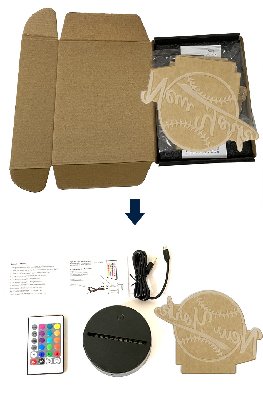 CLORURBANLIVE 3D baseball night light on a desk adds sports decor flair