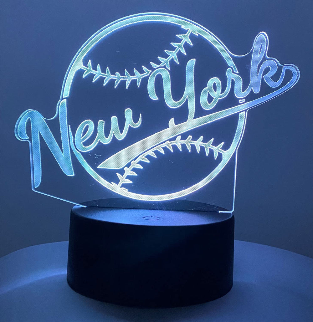 CLORURBANLIVE 3D baseball night light front view with vibrant color options for desks