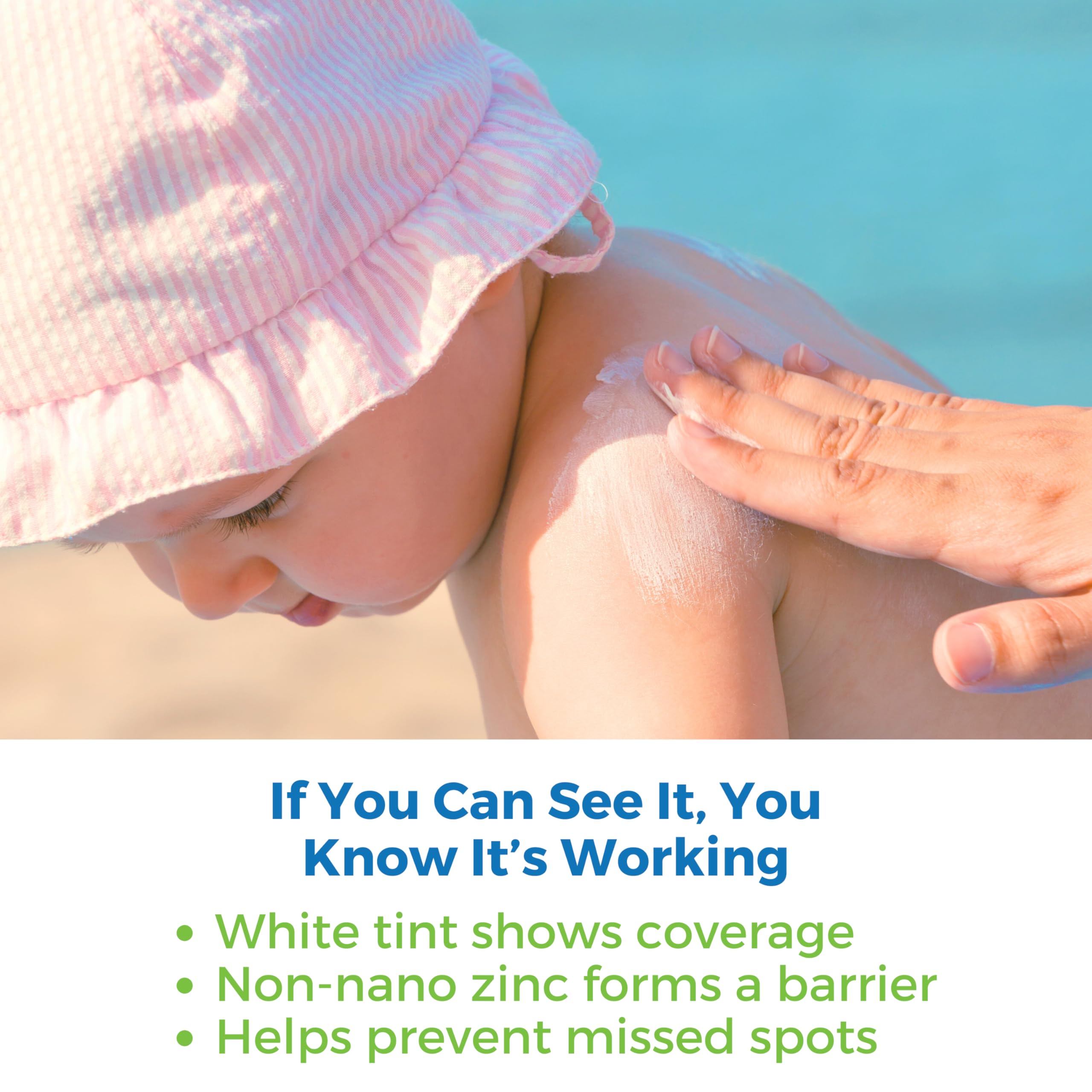 Close-up of 25% non-nano zinc oxide on skin