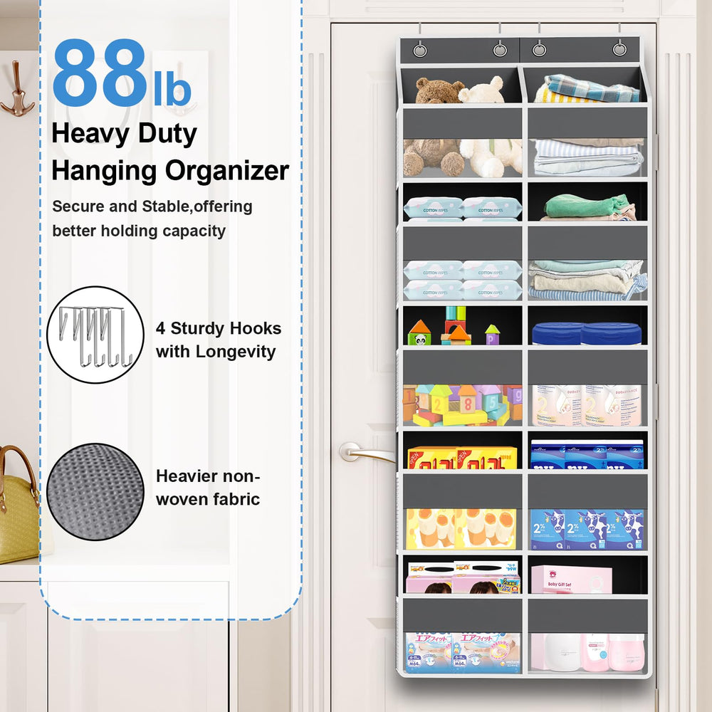 Clothink eco-friendly fabric door organizer with transparent front for quick item search.