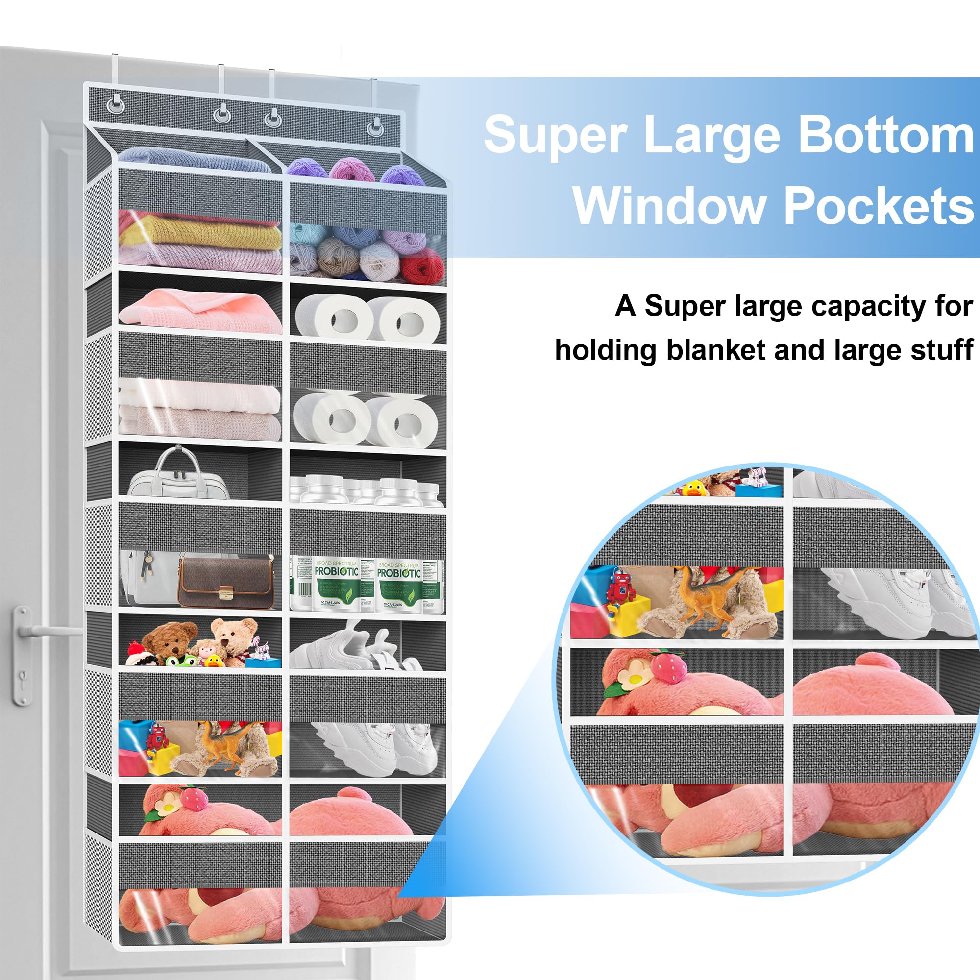 Clothink versatile door organizer ideal for closet, bathroom, or nursery storage.