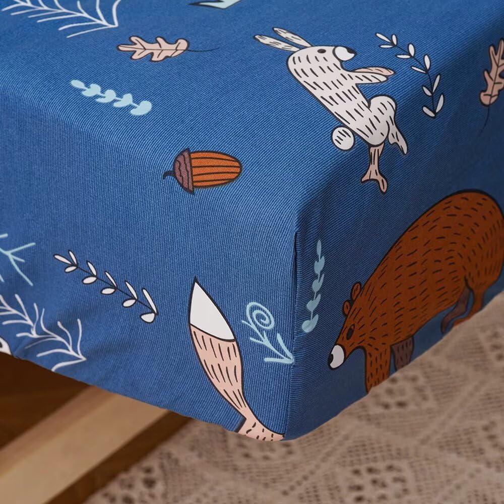 CLOTHKNOW navy blue bear pattern design adds playful room decor for boys.
