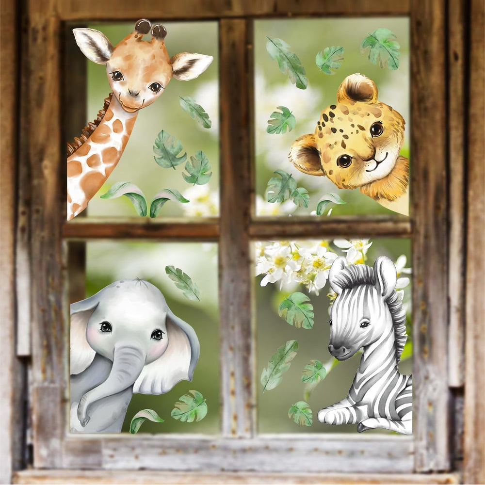 Clothmile elephant watercolor window sticker adds color and animal recognition focus.