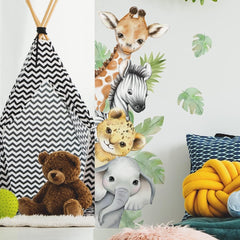 clothmile jungle wall decal giraffe adds whimsical height and color to nursery walls