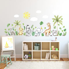 clothmile watercolor jungle elephant wall sticker adds playful charm to nursery walls
