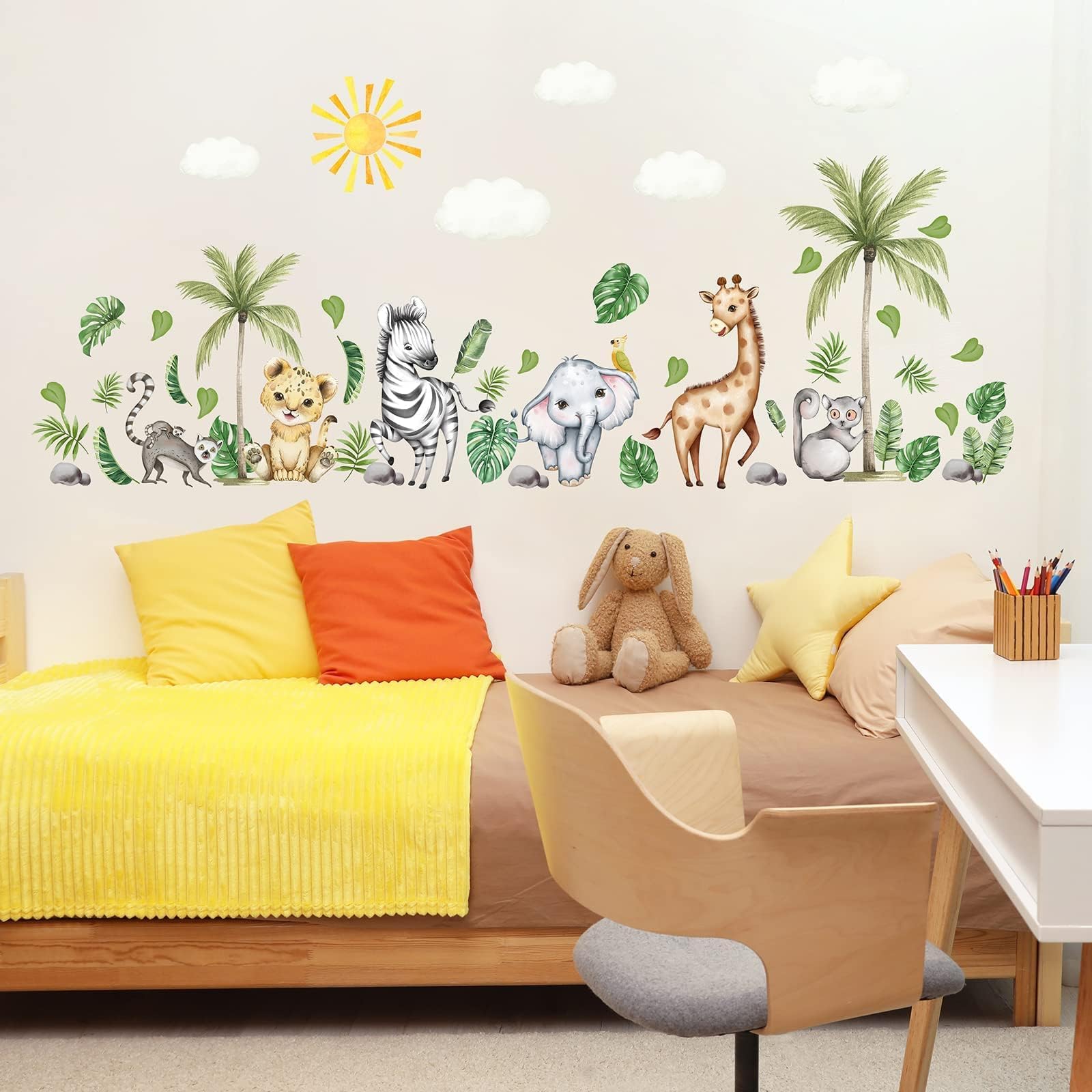 clothmile watercolor jungle giraffe wall sticker brightens playroom decor