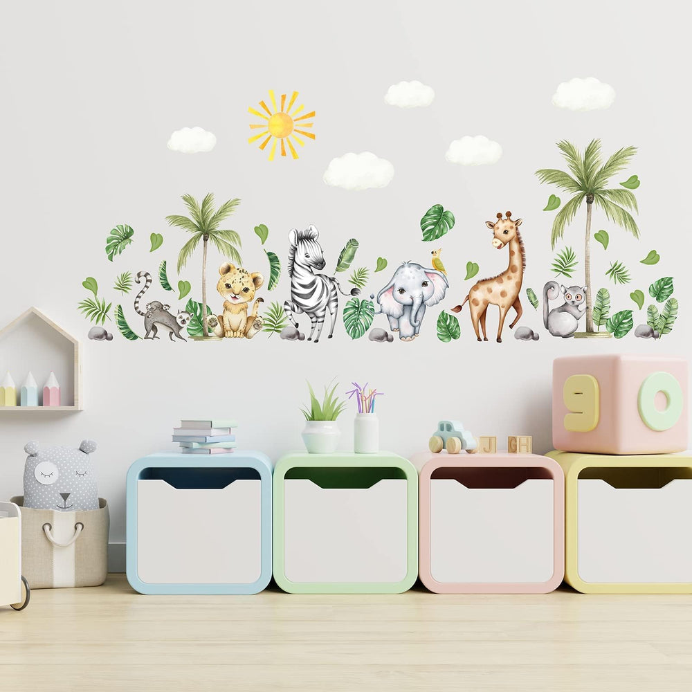 clothmile watercolor jungle zebra wall sticker creates vivid classroom accents