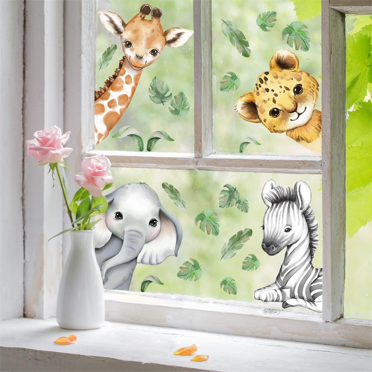 Clothmile zebra watercolor window sticker provides bold contrast for decor appeal.