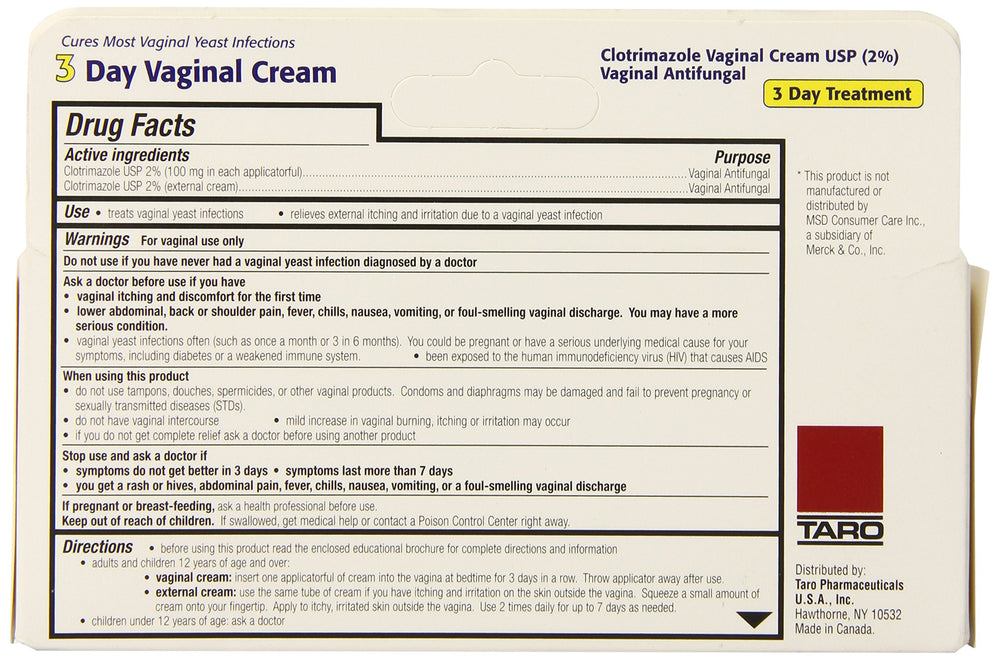 Clotrimazole vaginal cream tube shown with three dosages for at-home care