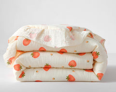 CLoucl muslin crib comforter front view shows soft double-layer fabric for gentle sleep