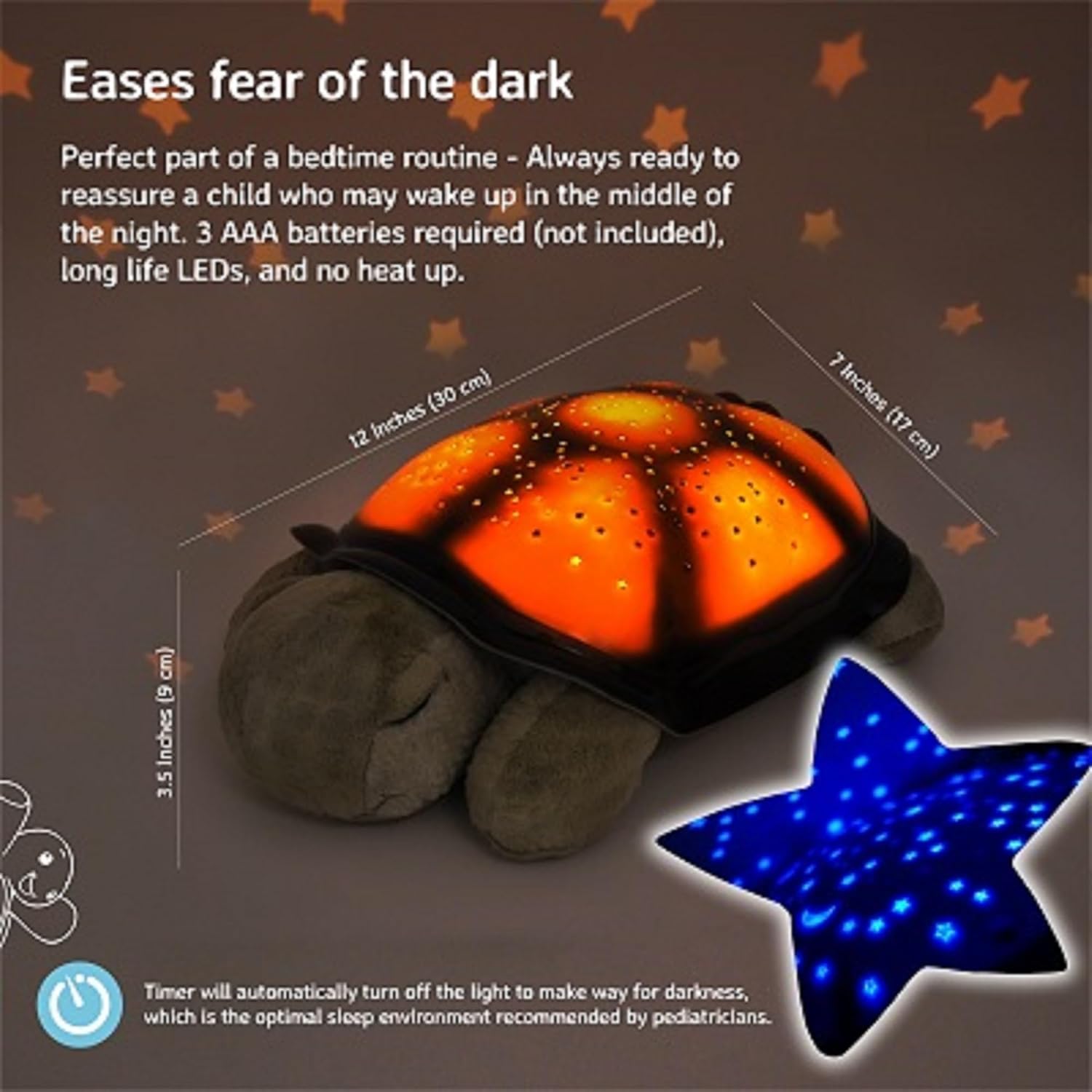 Cloud b Calming Nightlight Star Projector color cycle softly shifts to maintain a calming atmosphere.