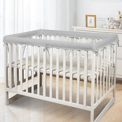 CLYCSRC crib top rail mesh set gray 4-pack demonstrates breathable fabric for safe sleep.