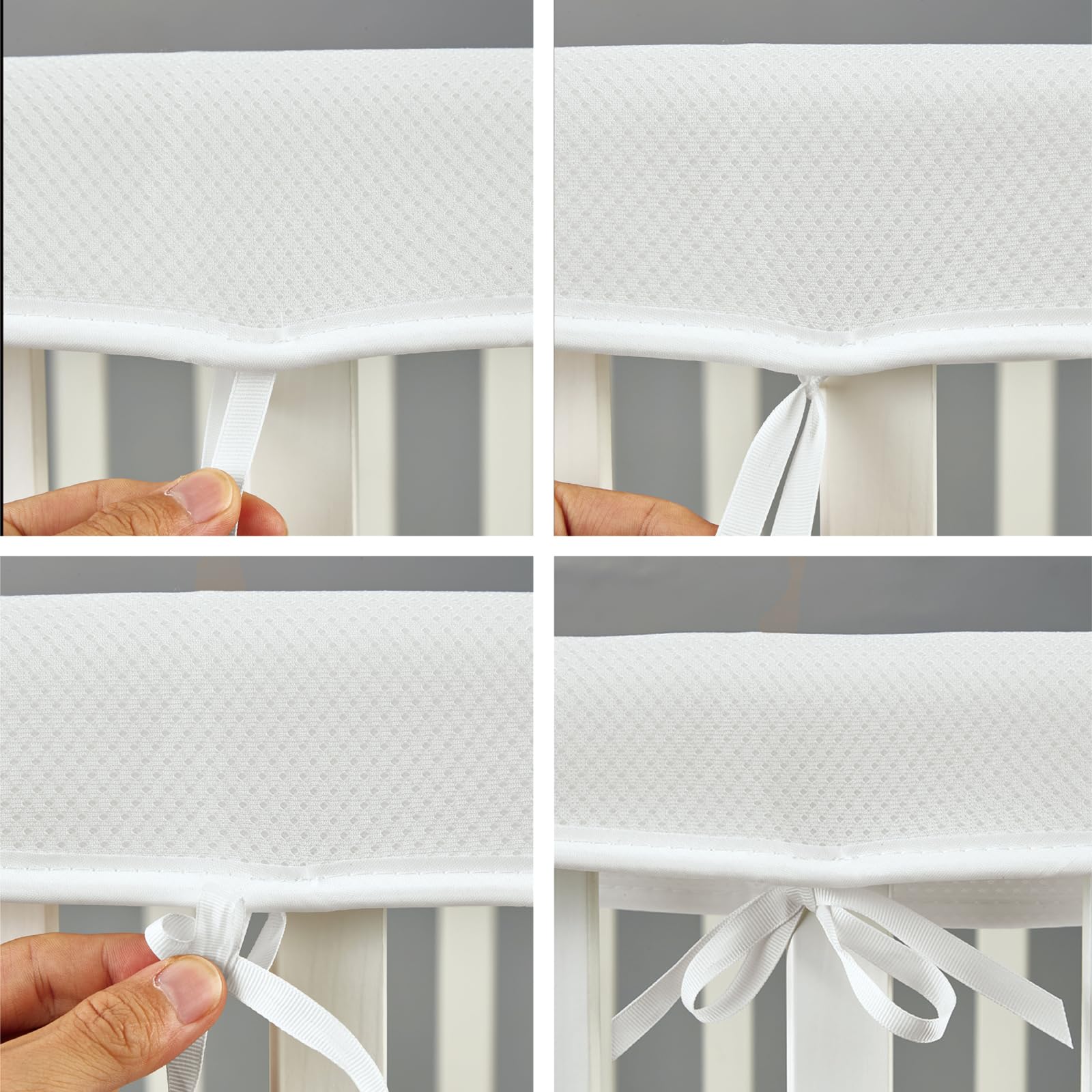 CLYCSRC top rail mesh panels facilitate airflow around baby during sleep.