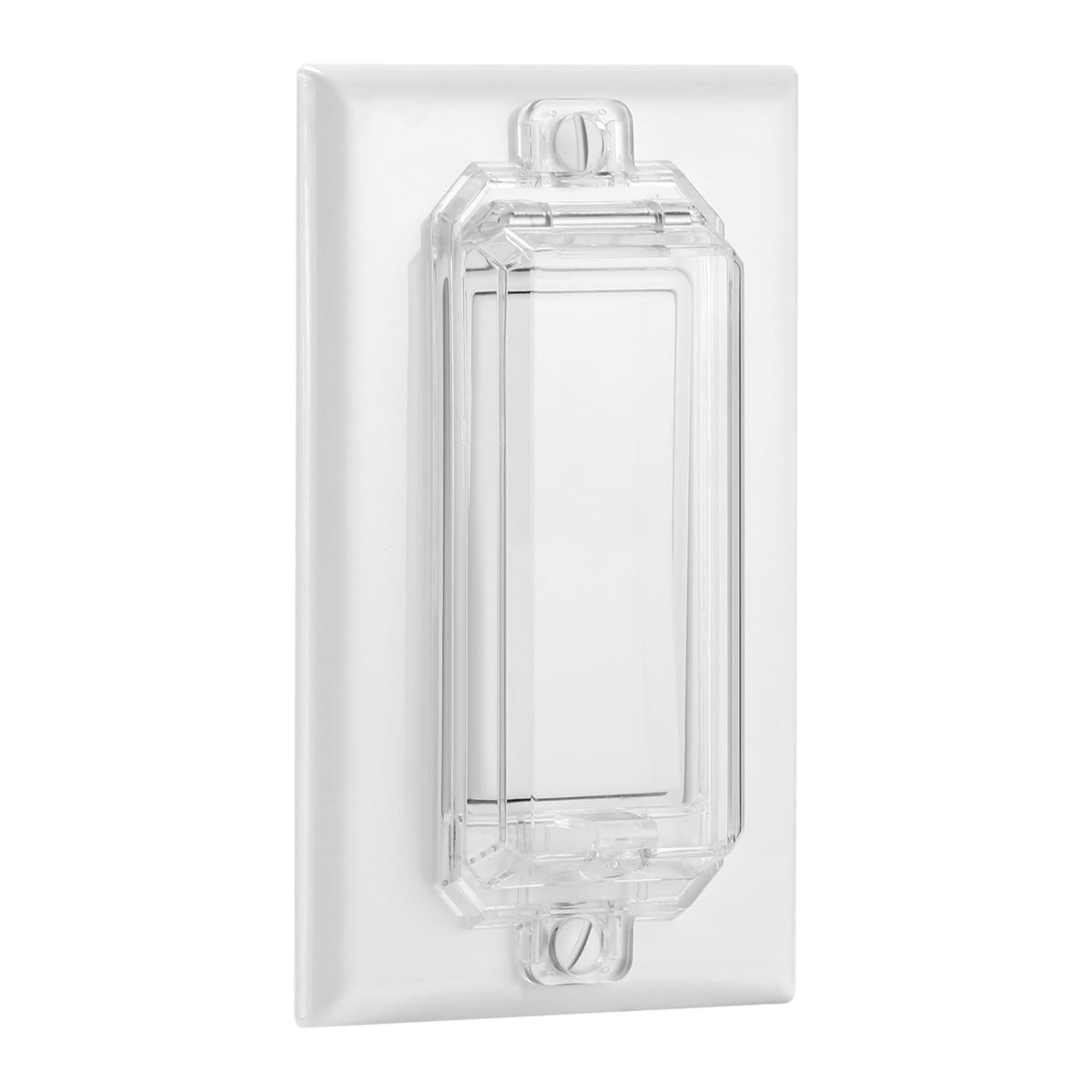 CLYMENE two-pack light switch cover guard in clear for child safety.