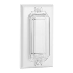 CLYMENE two-pack light switch cover guard in clear for child safety.